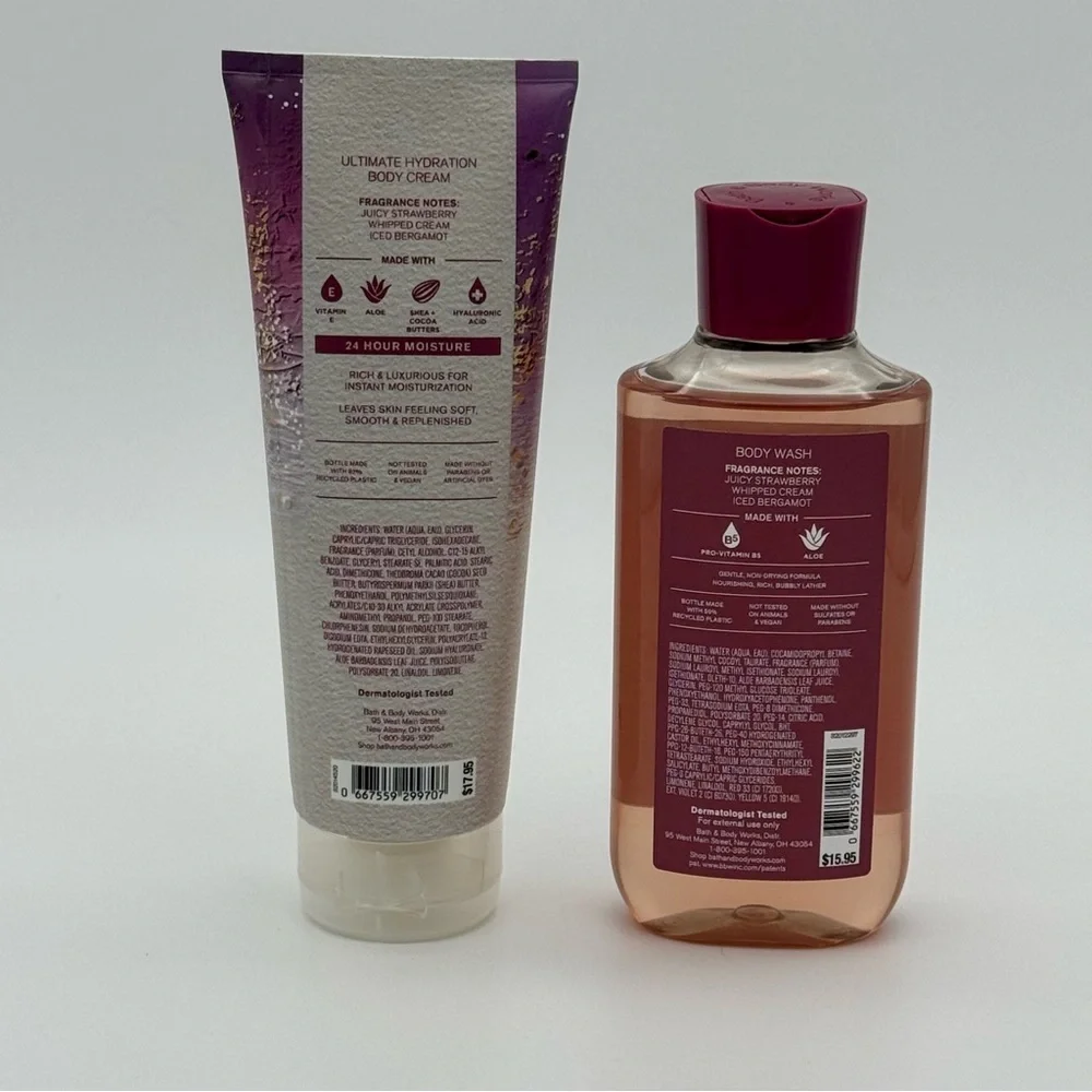 Bath & Body Works Strawberry Snowflakes Body Cream & Body Wash Gift Set NWT